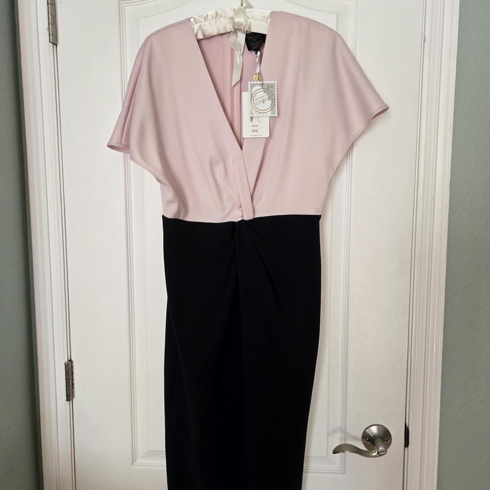 Ted Baker Blush and Navy Blue Midi Dress